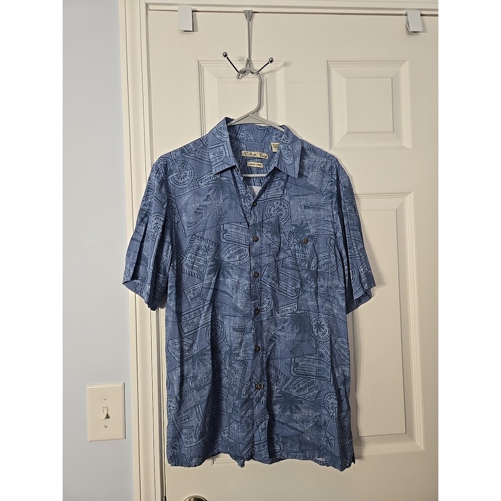 Men's Batek Bay Vintage Hawaiian Tropical Button Up Shirt 100% Rayon Medium Size